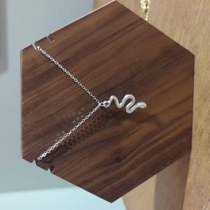 Silver Necklace Snake Charm